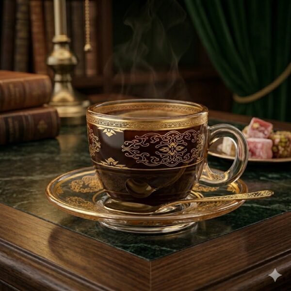 Gold-Patterned Glass Coffee Set of 6