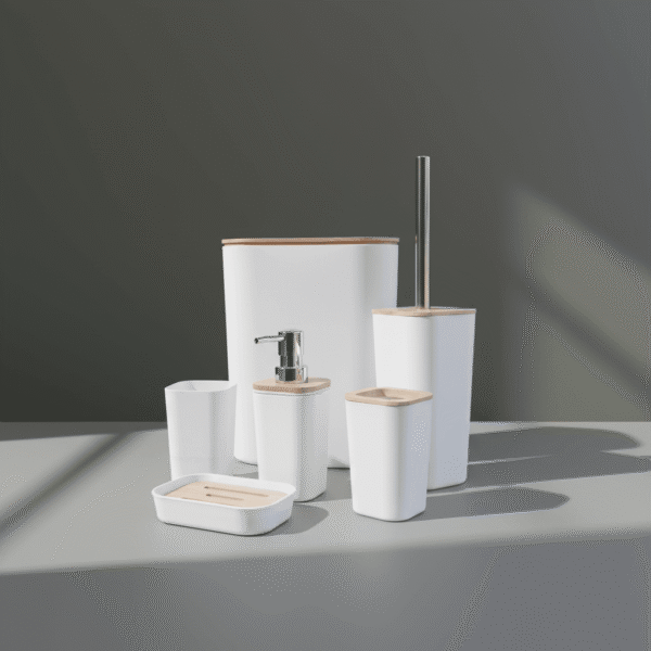 Premium White Bathroom Accessory Set – Elegant Minimalist 6-Piece