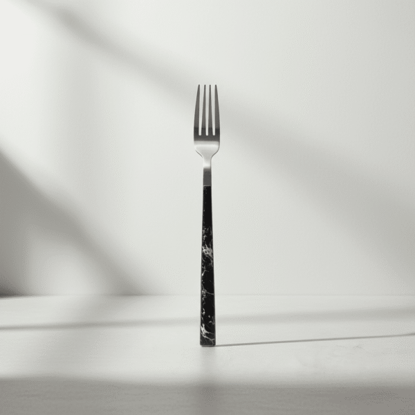 6 Piece Black Marble Handle Fork Set - Regular Size