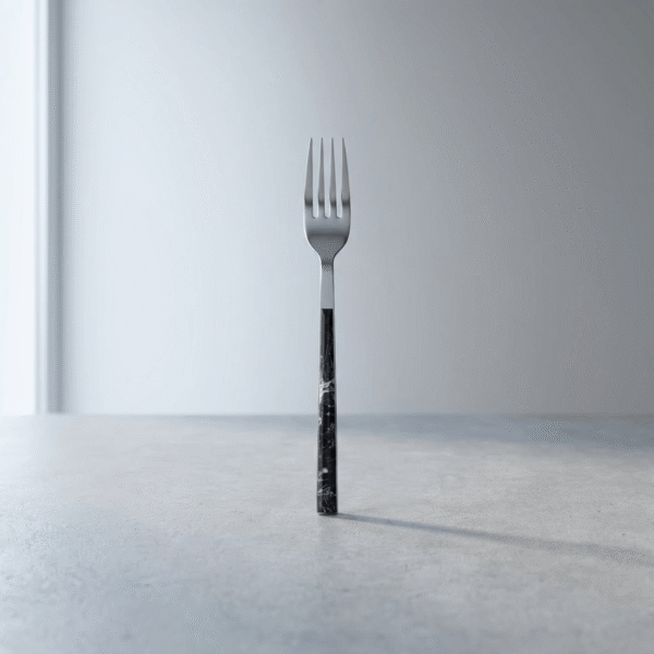 6 Piece Small Fork Black Marble Set - Small Size