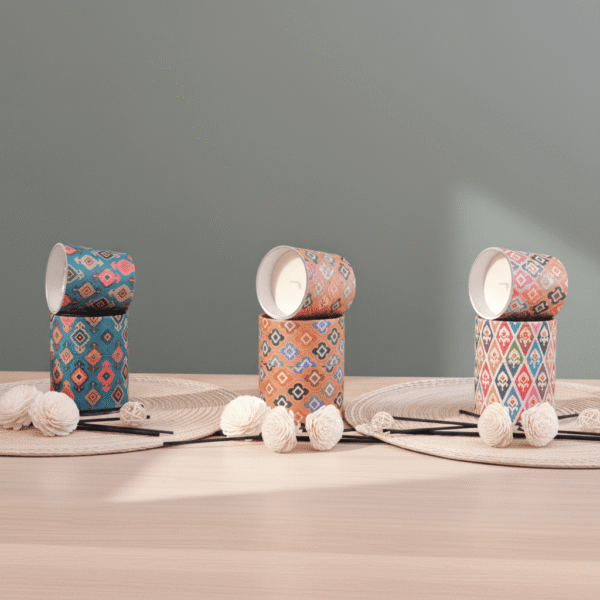 Premium Boho Patterned Scented Candle – Vibrant Decorative Accent