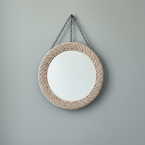 Modern Oval Wall Mirror – Elegant Straw-Frame Design | Mint LB