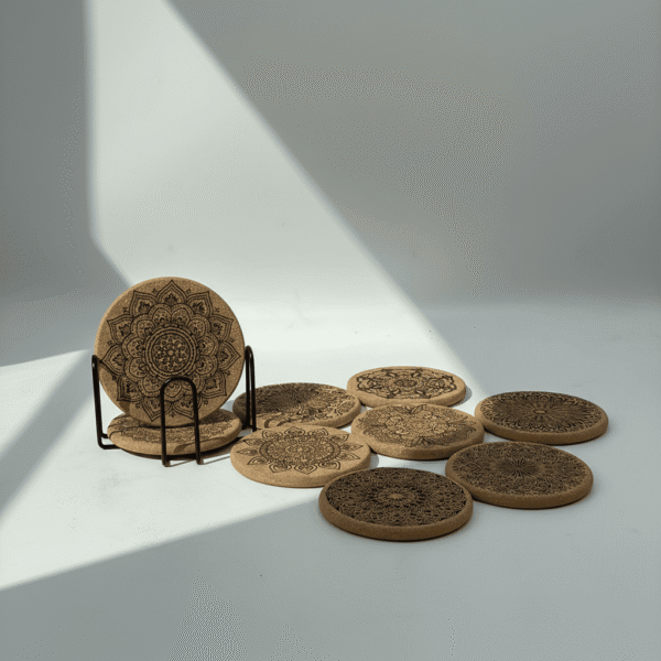 8 Essential Cork Coaster Set – Practical & Elegant Table Protection | Mint LB