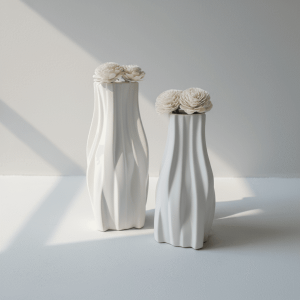 Ceramic Bohemian White Vase – Modern Sculpted Design