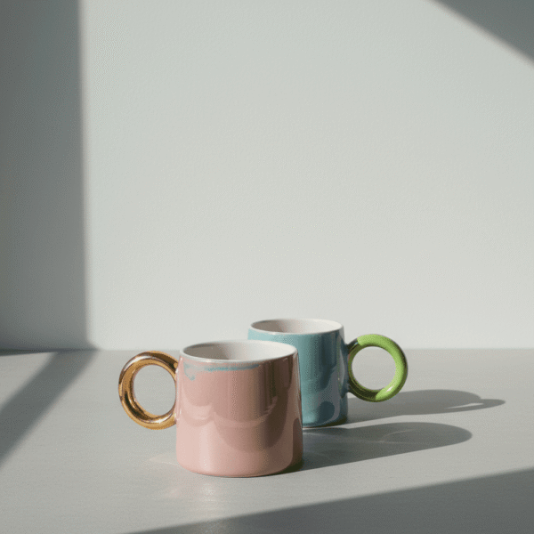 Essential Pink & Blue Mini Mugs – Bold Modern Handles 350mll