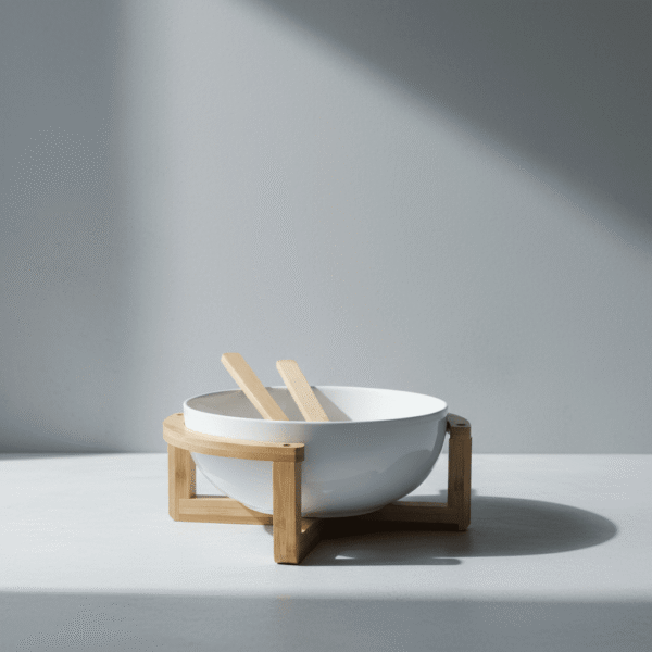 Premium White Ceramic Salad Bowl Set – Modern Natural Touch