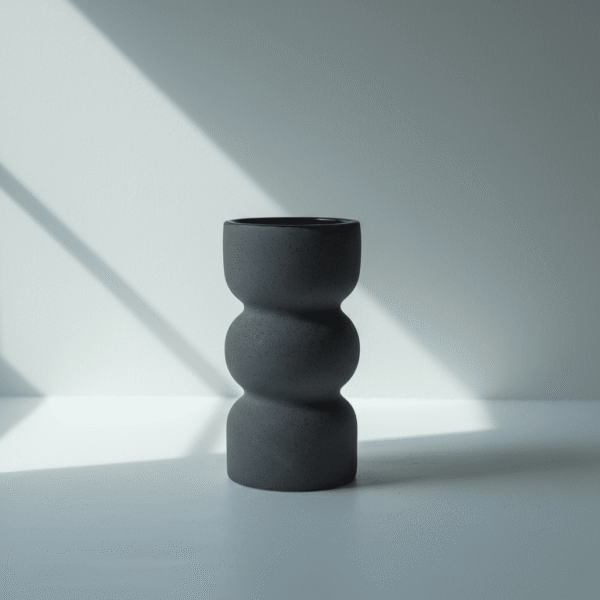 Grey Sculpted Ceramic Vase – Modern Textured Design