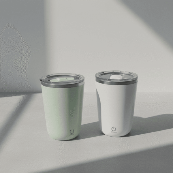 Essential Sage Green & White Insulated Mug – Perfect Minimalist Style. Self mixing.