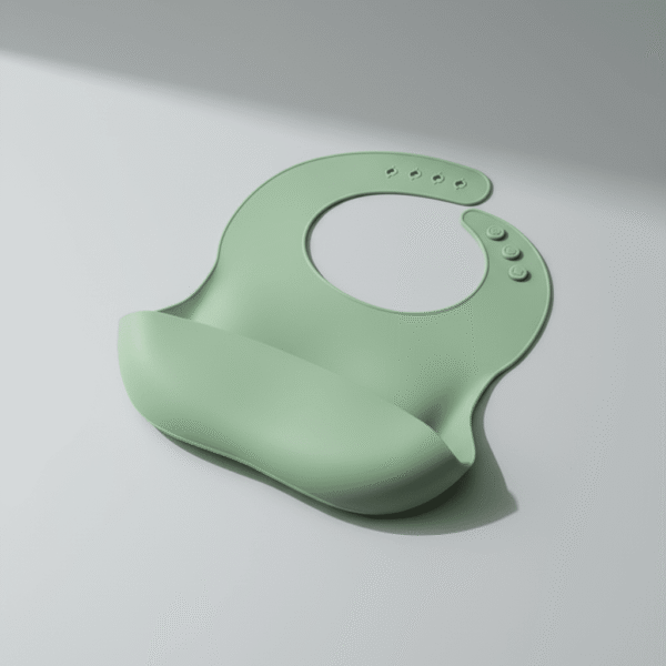 Premium Sage Green Silicone Baby Bib – Perfect Food Catcher