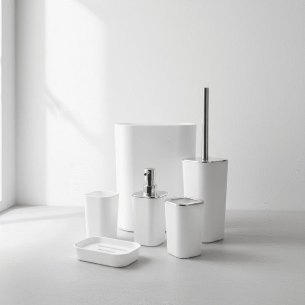 Premium White Bathroom Accessory Set – Elegant Minimalist 5-Piece