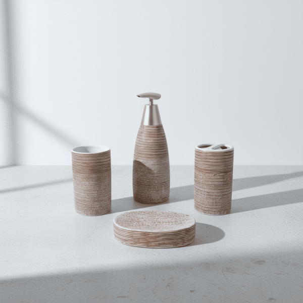 Premium Natural Stripe Bathroom Set – Modern Elegant Design