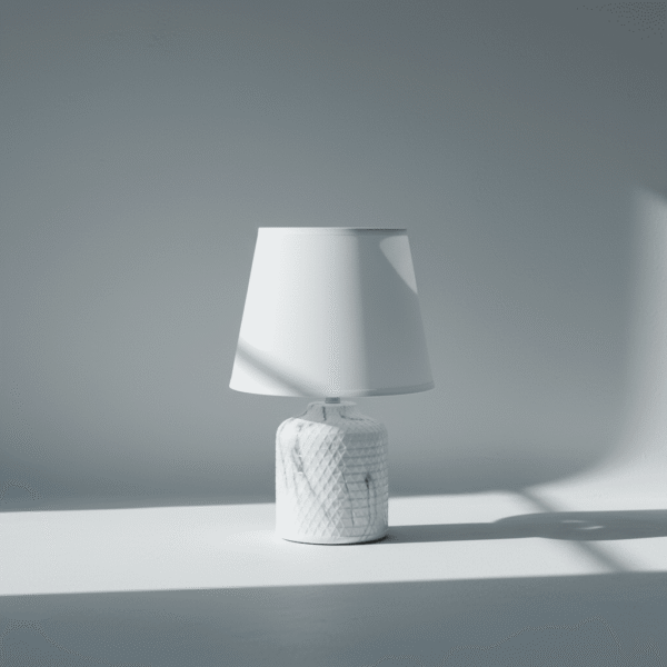 Premium White Accent Table Lamp – Elegant Textured Base