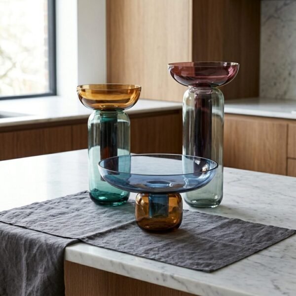 Sculptural Color-Block Glass Centerpiece