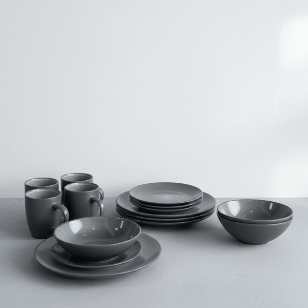 16 Piece Dinnerware Plate Set - Modern & Elegant Grey | Mint LB
